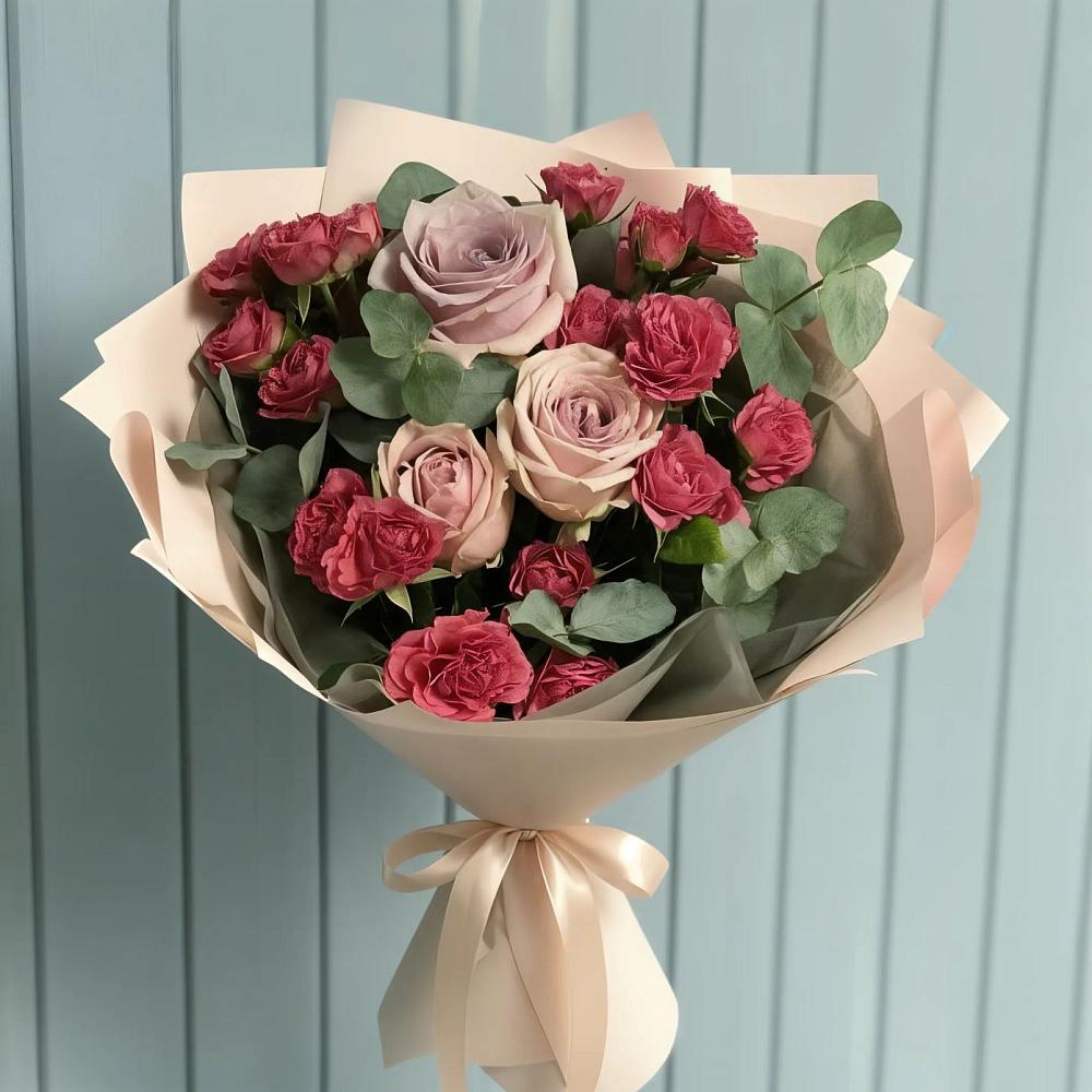 Букет цветов из: Гвоздики и Розы в Еремизино-Борисовской