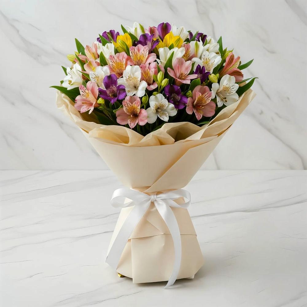 Букет цветов из: Альстромерии в Еремизино-Борисовской