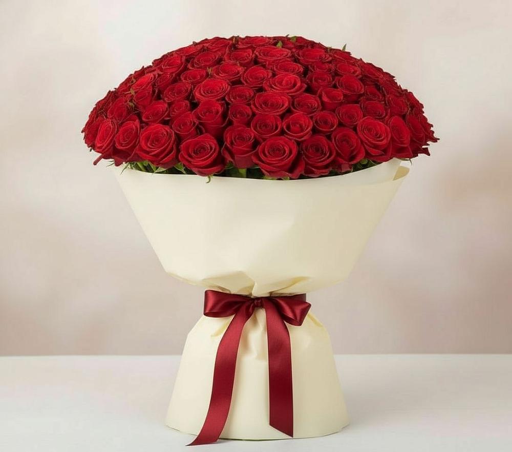 Букет 101 Красная роза Милано в Еремизино-Борисовской
