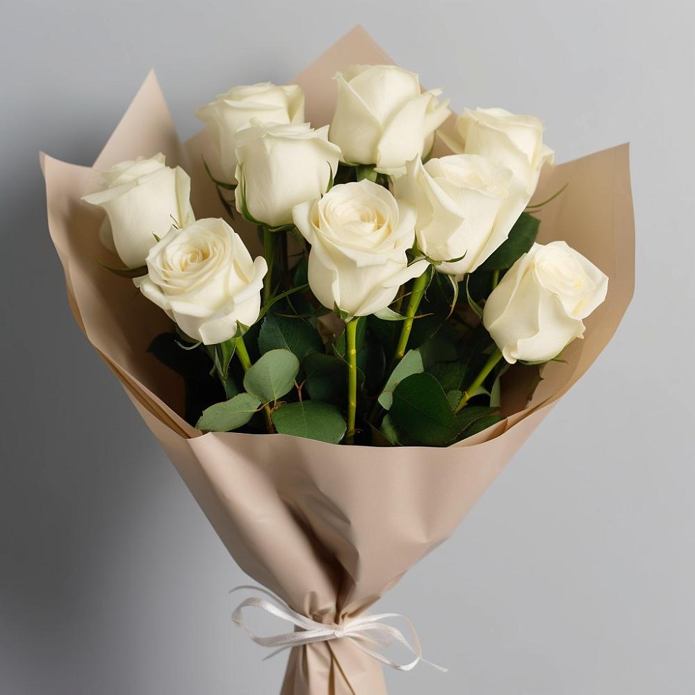 Букет 9 Белых роз Эдлесс Лав в Еремизино-Борисовской