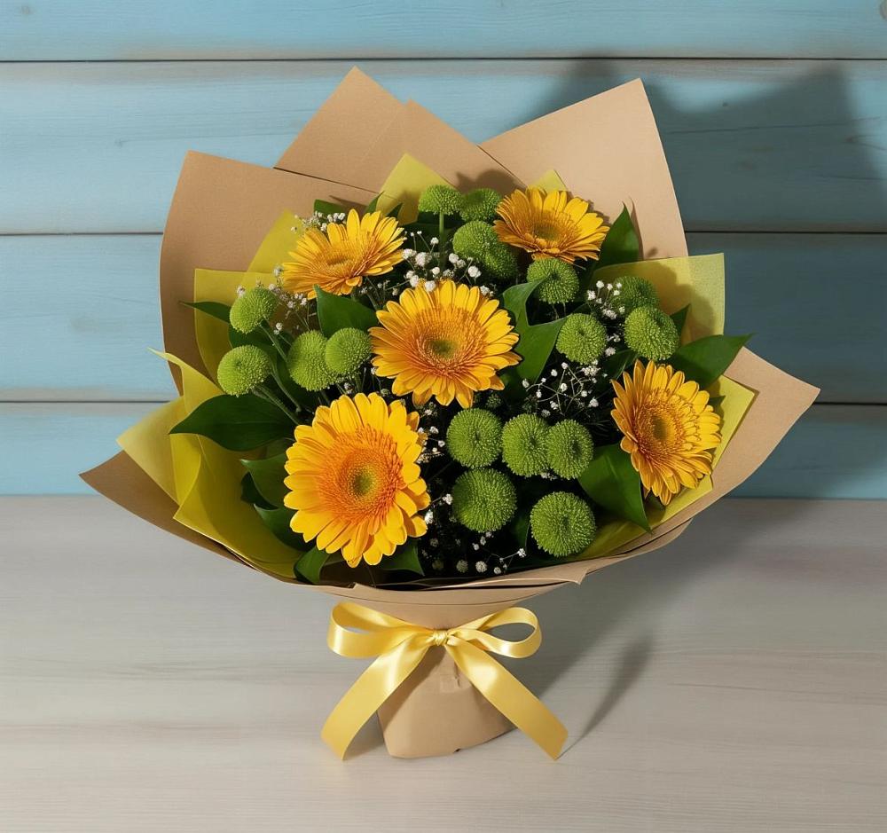 Букет цветов из: Герберы и Хризантемы в Еремизино-Борисовской