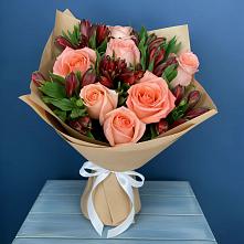 Букет цветов из:  Розы и Альстромерии в Еремизино-Борисовской