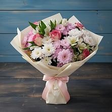 Букет цветов из:  Хризантемы, Альстромерии и Розы в Еремизино-Борисовской