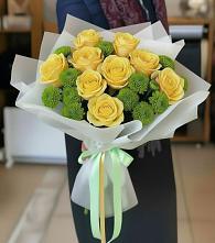 Букет цветов из:  Хризантемы и Розы в Еремизино-Борисовской
