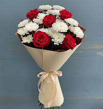 Букет цветов из:  Розы и Хризантемы в Еремизино-Борисовской