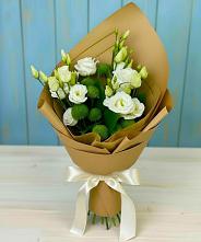 Букет цветов из:  Хризантемы и Лизиантусы #REPLACE_PRED# Еремизино-Борисовской