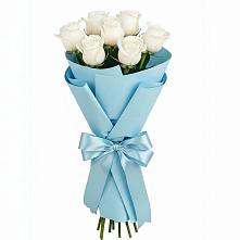 Букет 7 белых роз Проуд в Еремизино-Борисовской