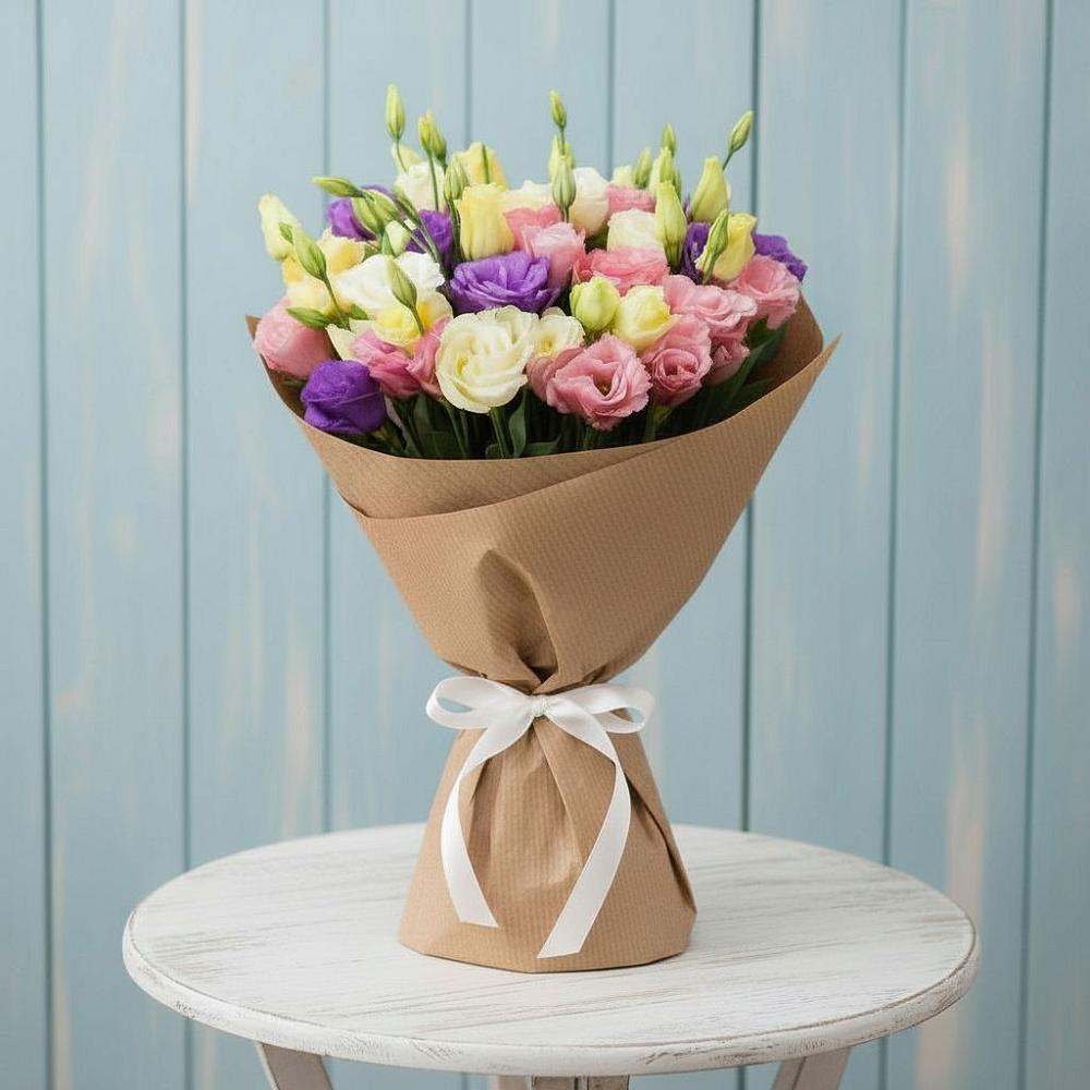 Букет цветов из: Лизиантусы в Еремизино-Борисовской