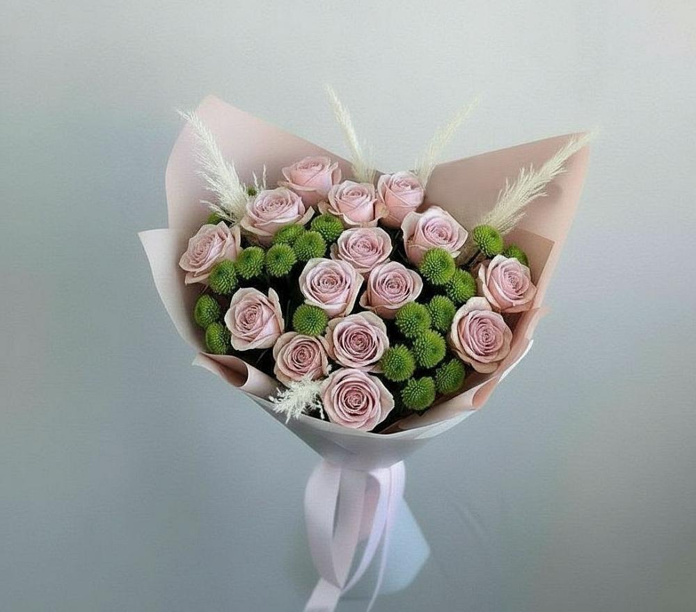 Букет цветов из: Розы и Хризантемы в Еремизино-Борисовской