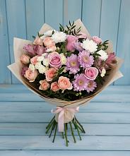 Букет цветов из:  Хризантемы, Розы и Альстромерии в Еремизино-Борисовской