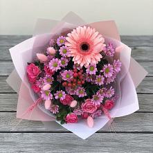 Букет цветов из:  Розы, Герберы и Хризантемы #REPLACE_PRED# Еремизино-Борисовской