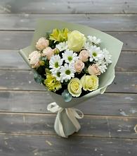 Букет цветов из:  Альстромерии, Розы и Хризантемы в Еремизино-Борисовской