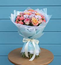 Букет цветов из:  Хризантемы и Розы в Еремизино-Борисовской