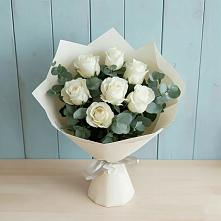 Букет Белые розы в Эвкалипте #REPLACE_PRED# Еремизино-Борисовской