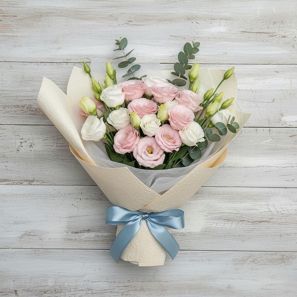 Букет цветов из: Лизиантусы в Еремизино-Борисовской